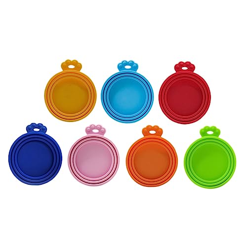 MERRYHAPY 7pcs Convenient Can Lids Wear-Resistant Silicone Cat Food Covers for Canned Cat Food