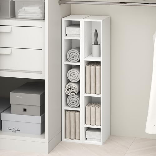 Image of Furinno Fulda 8-Tier Closet Organizers and Storage, Open Shelf, Storage Organizer, 6-Inch Width, for Closet, Bedroom, White