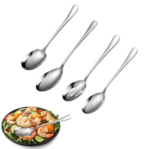 Ensemble de 4 Couverts à Salade – Cuillère de Service, Grande Cuillère en Acier Inoxydable, Convient pour un Usage Domestique et Dans les Restaurants.