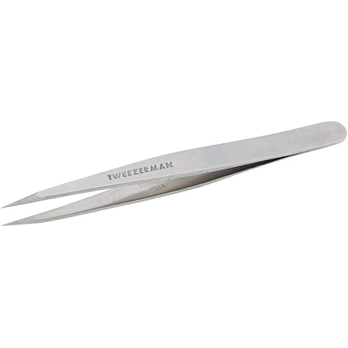 Tweezerman Stainless Steel Point Tweezer - Eyebrow Precision Tweezers, Facial and Ingrown Hair Removal (Classic Stainless)