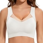 Cavotor Wireless Bras for Women Comfort Support Non Wired Sport Bra for Large Busts Seamless Padded Soft Mesh Bralettes (White,2XL)