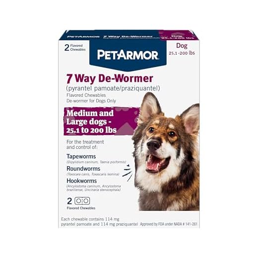 PetArmor 7 Way De-Wormer for Dogs, Oral Treatment for Tapeworm, Roundworm & Hookworm in Large Dogs & Puppies (Over 25 lbs), Worm Remover (Praziquantel & Pyrantel Pamoate), 2 Flavored Chewables