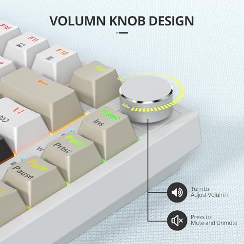 Image of Owpkeenthy 75% Keyboard, 82 Key Gasket Mounted Mechanical Gaming, Wired RGB Backlit NKRO Compact Hot Swappable Keyboard with Volume Knob for PC Laptop (82 Gray White)