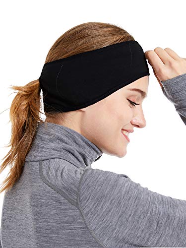 Womens 100% Merino Wool Ponytail Headband 320g Ear Warmer for Winter Snowing Running