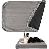 BEAUTYZOO Waterproof Dog Bed Cover Replacement Washable, Soft Plush Dog Bed Covers Removable with Zipper, Antislip Noiseless Ped Hair Pee Resistant Bedding Liner for Puppy Cat, 36x23inch, Grey L