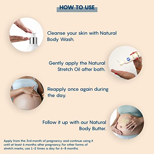 Image of The Moms Co. Dry Skin Combo Pack with Body Wash (200ml) and Stretch Oil (100ml) For Moms and Moms To Be