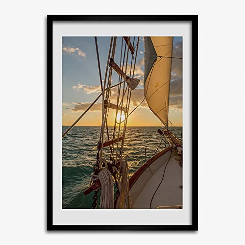 Cadre photo 50x70 cm de yacht pour salon moderne et décoration murale style bord de mer