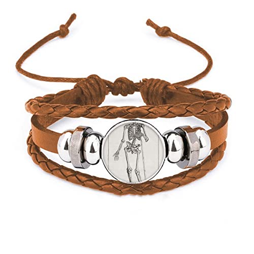 Bracelet en cuir motif de squelette humain idée cadeau homme