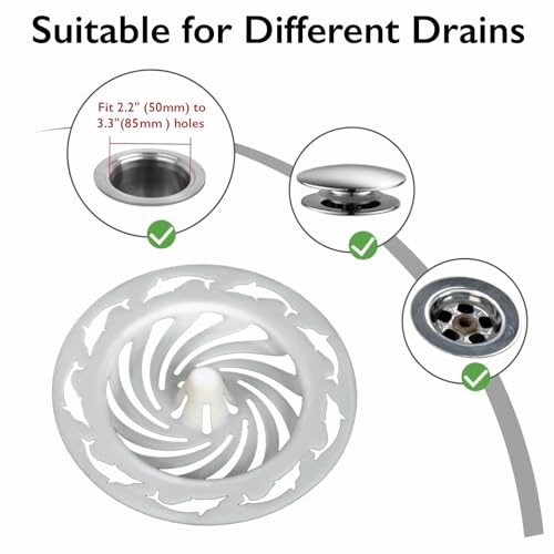 20PCS Disposable Sink Drain Strainer for Bathroom Bathtub Kitchen, Universal Hair Catcher Shower Drain Cover Fits Drain Holes Over 2.2in, Reusable PP Material (3.3 x 3.3 x 0.32 inches(20PCS)) - Thumbnail 4