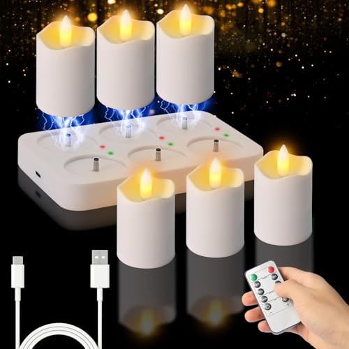 Bougies LED sans flamme rechargeables USB à minuterie télécommandée