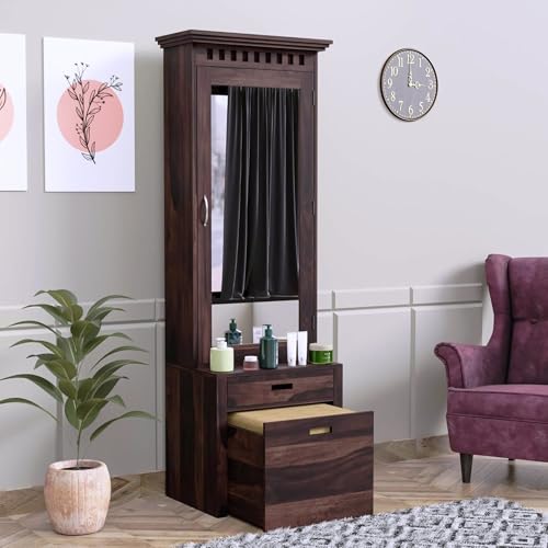 Image of Sheesham Solid Wood Dressing Table for Bedroom with Drawer (Walnut Finish)