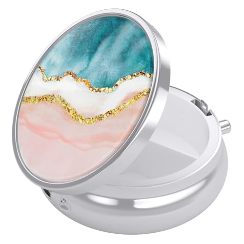 Image of Nipichsha Pill Box, Small Pill Case for Purse & Pocket, Cute Travel Medicine Organizer, Portable Medicine Container Holder to Hold Vitamins, Medication, Fish Oil & Supplement, Pink Gilt | Cute Travel Medicine Organizer, Portable Medicine Container Holder to Hold Vitamins, Medication, Fish Oil & Supplement