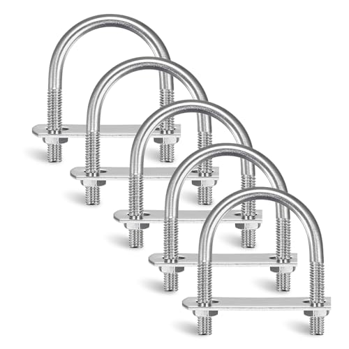 Lot de 5 étriers en U avec filetage M6 60 x 80 mm en acier inoxydable 304 - Colliers de serrage en U avec écrous - Sangles de cadre pour fixation de...