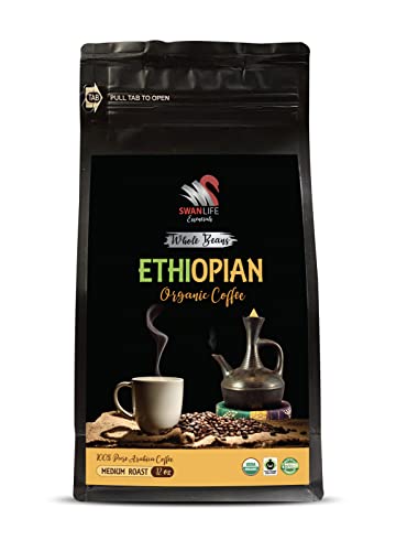 Café etíope en grano tostado medio 12 oz