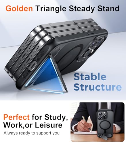 Image of Magnetic Compatible with iPhone 15 Pro Case, [Built-in Invisible Kickstand][Compatible with MagSafe] [Military Grade Shockproof] Slim Translucent Matte Phone Case for iPhone 15 Pro 6.1 inch