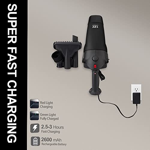 Shop-Vac Cordless Handheld Vacuum Cleaner, 12V 85W Portable Powerful Suction Commercial Grade Vacuum With Attachments, Rechargeable 2600Mah Li-Ion Battery, Suitable For Home, Garage. Grey&Black #TOP4