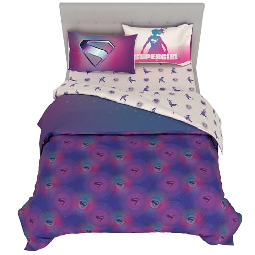 Image of Supergirl Movie Bedding Set, Full Size, 5-Piece Super Soft Cozy Reversible Comforter & Sheet Set (Officially Licensed Product) by Franco