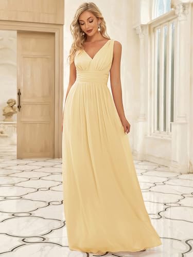 Image of Ever-Pretty Womens Bridesmaid Dress V-Neck Sleeveless A Line Chiffon Floor Length Formal Dress 09016