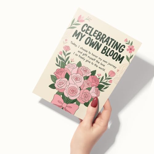 AIROW Self-Love Birthday Greeting Card for Myself, Empowering Floral Art for Personal Growth, Standard A5 Size, Double-Sided Print, Original Design, Includes Kraft Envelope and Matching Sticker Sheet - Image 5