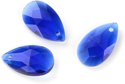 Miniatura 2 de 20 piezas de candelabro de cristal facetado checo con forma de pera, atrapasoles de 0.866 in (0.87 pulgadas) septiembre zafiro azul piedra natal