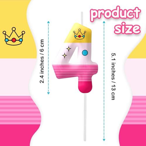 Image of Pink Cartoon Birthday Candles, Number 4 Candle Pink Themed Birthday Party Supplies, 2.4 inch Birthday Candles for Cake Topper Party Decorations, Birthday Decorations for Boys Girls (Number 4)