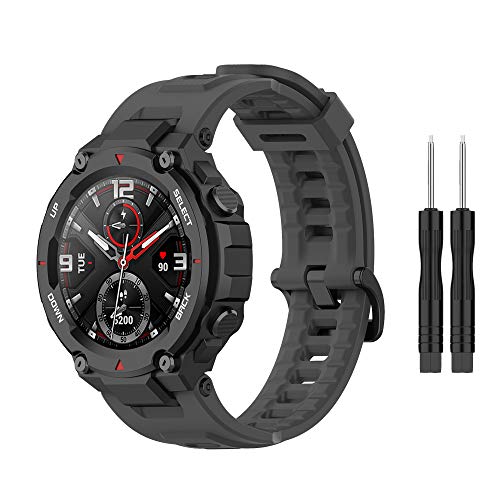 BabyValley Band Compatible with Amazfit T-rex/T-rex Pro Band Replacement Wristbands Bracelet Strap for Amazfit T-rex/T-rex Pro Watch Bands Silicone Smart Watch Accessories-with Install Tools (Gray)