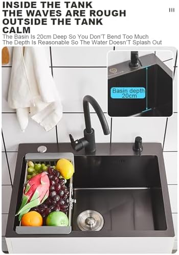 Stainless Steel Laundry Sink with Cabinet, Hot & Cold Faucet, Waterfall Outlet, Ideal for Indoor/Outdoor Use, Utility Room, Garage, Laundry (Gray, 75x45x78cm)