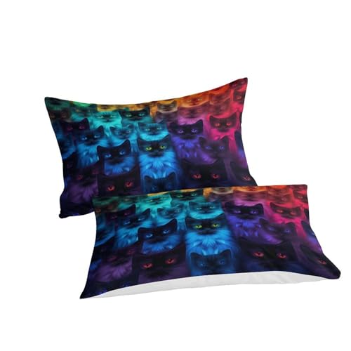 Funda nórdica gato fluorescente 3D juego de cama microfibra 200x200 infantil con fundas de almohada 6