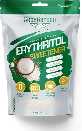 Seba Garden 100% Erythrit-Süßstoff, 1 kg (2,2 lb), natürlicher, granulierter Zuckerersatz ohne Kalorien, ketofreundlich, gentechnikfrei
