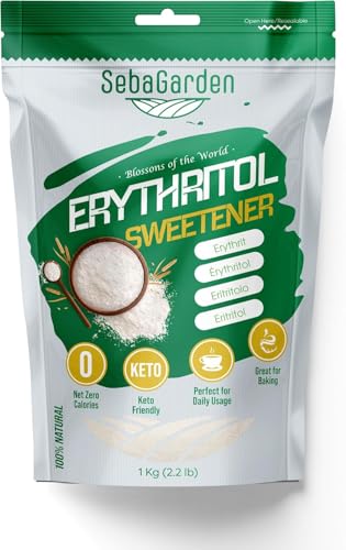 Seba Garden 100% Erythrit-Süßstoff, 1 kg (2,2 lb), natürlicher, granulierter Zuckerersatz ohne Kalorien, ketofreundlich, gentechnikfrei