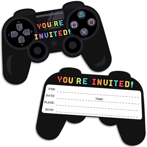 Xinfin12pcs Video Gaming Birthday Party Invitations - Video Game Theme Party Invitations, Decorations, Favors for Boys Kids