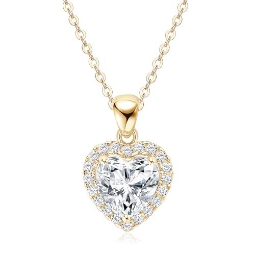 2CT Heart Moissanite Pendant Necklace, D Color VVS1 925 Sterling Silver Dainty Pendant for Women, Wife, Mom, Lady Birthday Gifts
