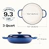 3 Quart Enameled Cast Iron Braiser, Non Stick Enameled Cast Iron Skillet with Lid, Dutch Oven Skillet with lid up to 500°F for Oven, Stove, Grill, Shallow Dutch Oven for Cook, Bake (Blue) #3