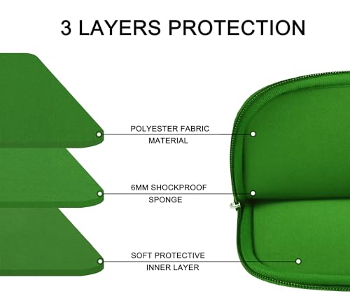 Image of 14 inch Laptop Sleeve, Shockproof Protective Computer Cover, Durable Carrying Bag Laptop Case Compatible with 14 inch MacBook Air /Pro HP Asus Lenovo Notebook, Dark Green