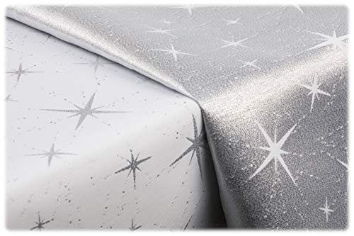 GOLDMAR Mantel de Navidad, resistente a las manchas, antimanchas, mantel de dos caras, para Navidad, Adviento, poliéster, Lamatex plateado, dorado, elegante mesa de Navidad, decoración (redondo, 150