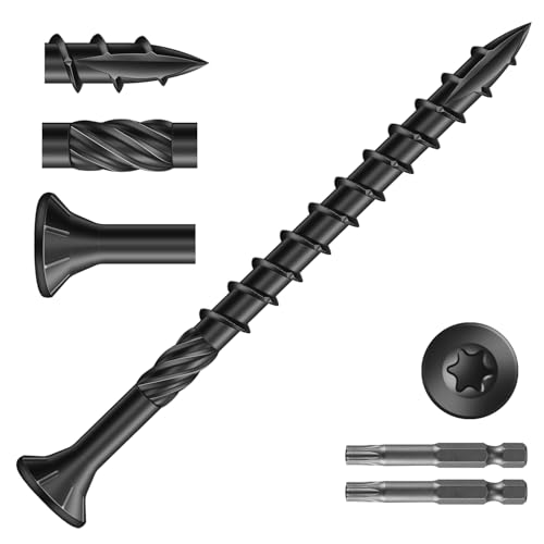 #9 x 2-1/2" Deck Screws (748Pcs) 8lb. Carbon Steel, Black, Flat Head, Rust Resistant epoxy Coated, with T25 Star Bit