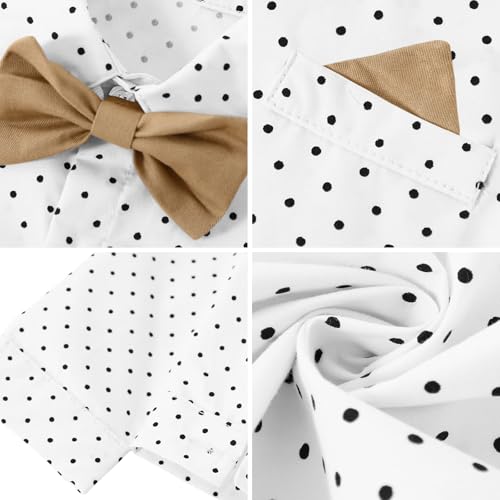 Image of SANGTREE Baby Suits for Boys Gentleman Wedding Outfits Long Sleeve Dress Shirt Suspender Pants Bowtie Boy Clothes Set, 1-6T