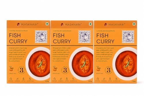 Image of Maskhari Ready to Eat Fish Curry Paste Pack of 3 x 150g | Authentic Maharashtrian Fish Curry | Heat & Eat Instant Indian Food | Seafood Curry | No Preservatives Artificial Colors | Travel Office Meal
