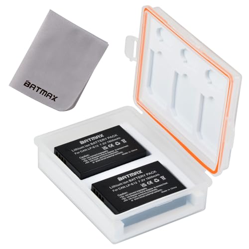 Batmax 2X LP-E12 Akku mit Batteriefach und Speicherkartenetui Kompatibel mit Canon EOS M50 M100 100D EOS M EOS M2 EOS M10 EOS M200 EOS Rebel SL1 Kamera Akkus