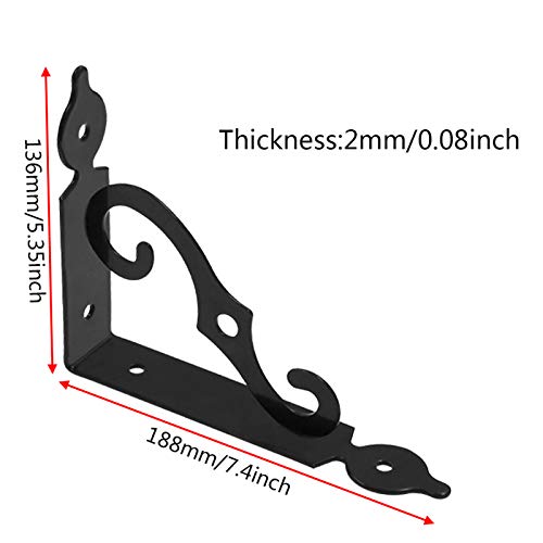 Luomorgo 10 Pcs L Bracket Decorative Shelf Brackets, Wall Mounted L Shape Floating Shelf Bracket Heavy Duty Metal Corner Brace Joint Right Angle Bracket Shelf Support, 7.4 Inch, Black #TOP1