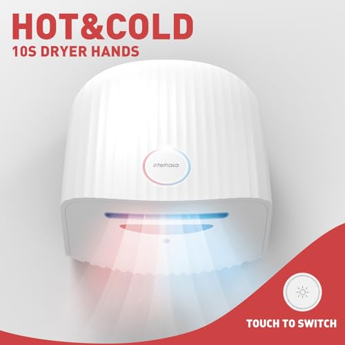 interhasa! Commercial Hand Dryer, Automatic Electric Hand Dryer 1800W High Speed Hand Dryer for Commercial & Home, Low Noise (White) - Image 4