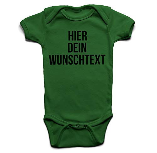 Ma2ca Baby Body mit Wunschtext - Selber gestalten mit dem Amazon Designertool - Tshirt Druck - Shirt Designer Babybody Strampler kelly 6-12 Monate