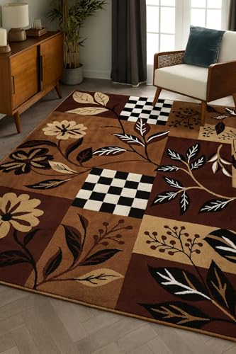 Image of Floral Multi Design BCF Area Rug, 5x7 Feet