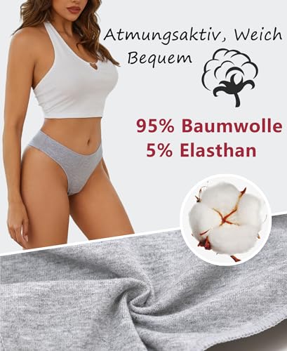 BeReady String Tanga Damen Baumwolle Sexy Unterwäsche Frauen Set Unterhosen Damen Slips Mehrpack Atmungsaktiv Thong Bikini Pantys 6 Pack