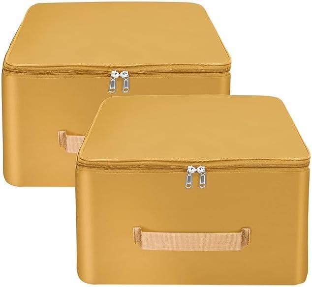 Storage Bags for Clothes, 14.5x13.4x9 inches, 2 Pack, Nylon Wardrobe Organizer with Handles (MAGENTA)