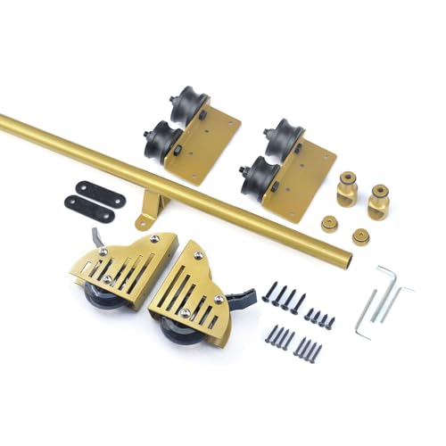 Générique Kit de quincaillerie pour échelle coulissante de bibliothèque – Ensemble Complet avec Rail à Tube Rond, Rouleau de Sol et Frein pour Maison/intérieur/Grenier – Options 500 cm et 100 cm