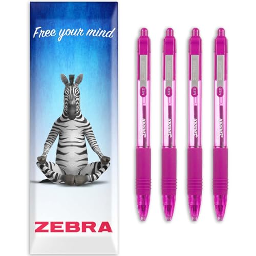 Zebra Z-Grip stylos à bille rétractables rose pointe 1 mm lot de 4 avec boîte