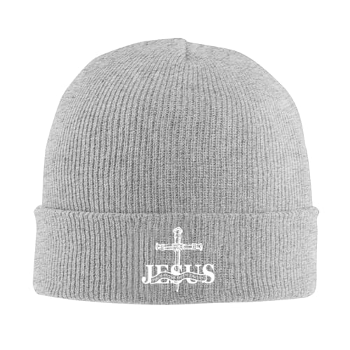 Jesus Christian Faith Cross Helps Map Knit Hat Warm Fashionable Cuffed Knitted Hat Winter Beanies Skull Caps Unisex Vintage Full Cover Cap Black