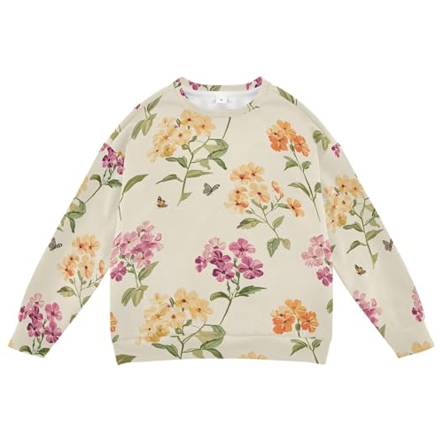 JUNZAN Retro Phlox Beige Little Kids Hoodie Sweatshirt