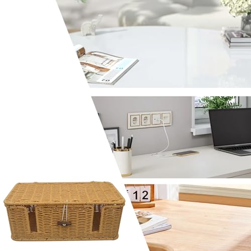 Boîte range-câbles avec couvercle pour masquer multiprise ordinateur routeur et concentrateur USB